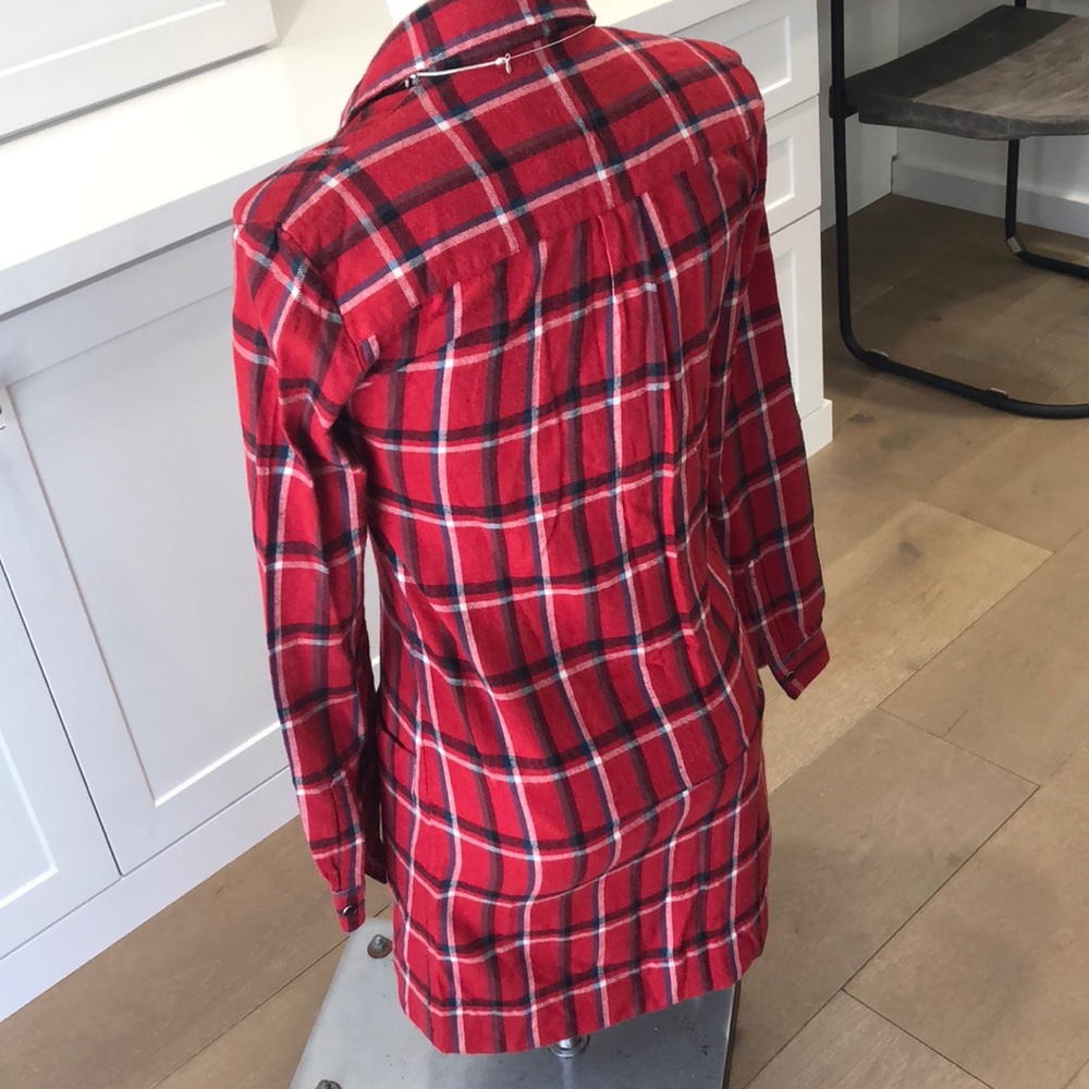 French Connection Red Plaid Snap Button Dress - image 2